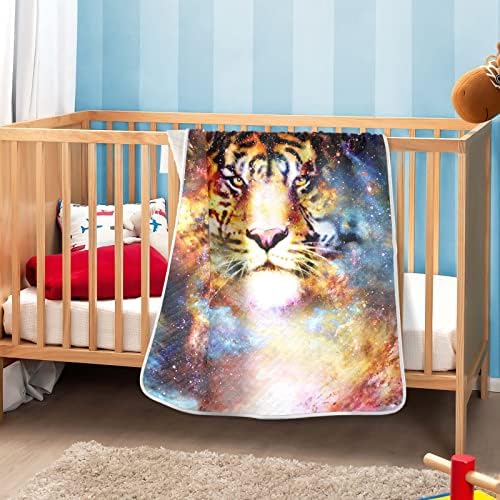 Espaço Mágico Tigre Unissex Bobetão de bebê fofo para uma criança de berço Cobertor para creche com material