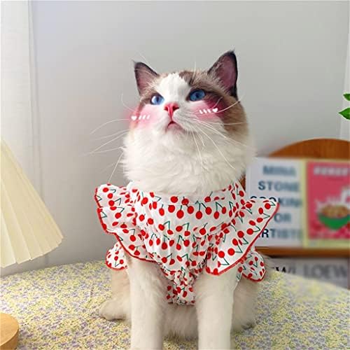 Mgwye Summer Roupos de animais de estimação Roupas de cereja para roupas de cachorro pequenas vestidos de camisa