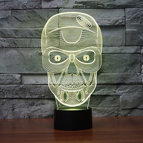 3D Skull Night Tabel Light Tabel Desk Lâmpadas de Ilusão de Optics 7 Luzes de Cores Luzes Led de Tabel