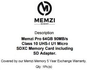 MEMZI PRO 64GB 90MB/S CLASSE 10 MICRO SDXC CARTÃO DE MEMÓRIA COM ADAPTADOR DO SD PARA CAMPARK