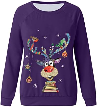 Camisolas de Natal para mulheres Snowflake de pescoço alto de manga comprida divertida e fofo suéter