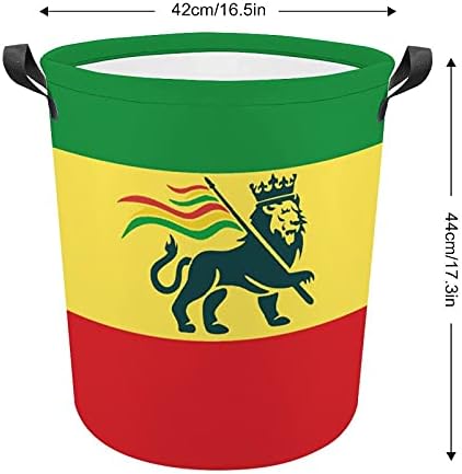 Bandeira Rastafariana Etiópia Cestas de armazenamento de lavanderia de lavanderia com alças de transporte fáceis