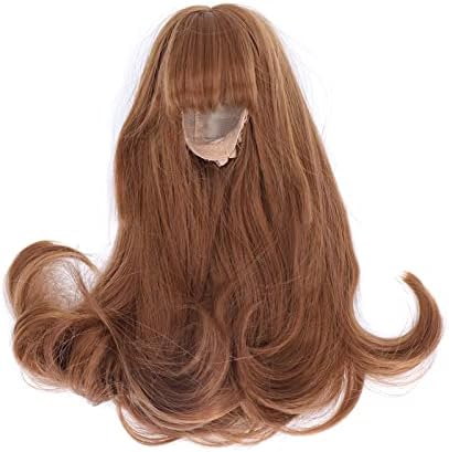 Peruca de cabeça de boneca, arame natural e de alta temperatura de alta elasticidade longa cabelos falsos