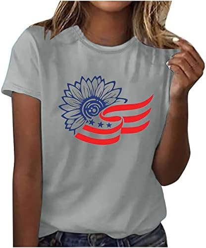 4 de julho Tops for Women, Dia da Independência das Mulheres camisadas American Flag listrado Camisas