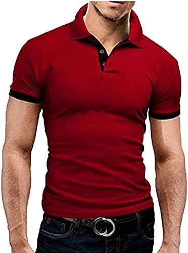 Camisas pólo para homens de manga curta masculina camisetas de fit slim slim contraste camisetas