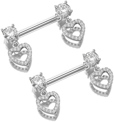 14G Dangle Heart Bicrond Rings Crystal Diamond 316L Aço inoxidável CZ Doce amor Hearts Corações do