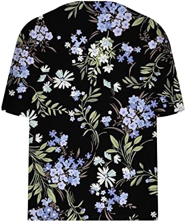 Camiseta da blusa para meninas de manga curta 2023 algodão V Gráfico floral Floral Fit Fit Grande