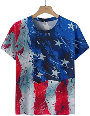 American Flag Shirt Women Patriótico Estrelas Tirras Camista 4 de julho Top Mulheres Prinha gráfica
