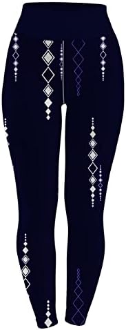 Calças de ioga azul para mulheres estilo tribal leggings impressos calças de ioga pretas altas para