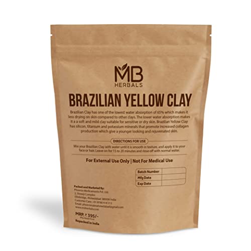 MB Herbals Clay Amarela Brasileira 8 oz | Para pacotes de rosto e sabonete
