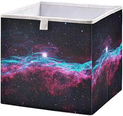 Cestas de armário VISESUNNY coloridas cestas de tecido de armazenamento de céu galáxia para organizar caixas de cubos de armazenamento dobráveis ​​para roupas, brinquedos, higiene pessoal, abastecimento de escritório