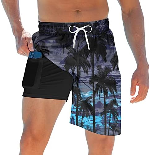 Tuonroad Mens Swim Swim com revestimento de compressão 2 em 1 shorts de placa de 9 polegadas