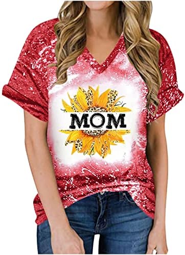 Mama camisa para mulheres de verão Mãe camisa de manga curta Tie Tye Mom camisetas letras imprimidas Tees gráficas casuais