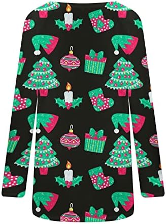 Túnica de túnica plus size para mulheres blusas de manga longa camisas de Natal Tops de boneco