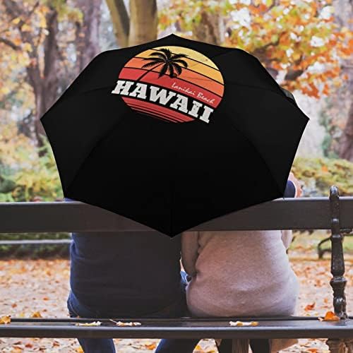 Hawaii Beach Palm Tree à prova de vento Compact Umbrella dobrando guarda -chuvas automáticas para carro de mochila