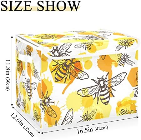 Bee Honey Honeycombs Bins de armazenamento com tampas para organizar caixas de armazenamento dobráveis