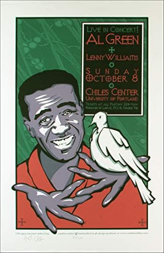 Rev Al Green Poster Lenny Williams Universidade de Portland assinado por Gary Houston