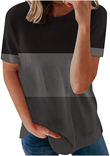 Verão feminino 2023 camiseta solta blusa tops menina gradiente curto gradiente impressão casual fofo