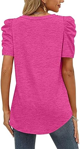 Qtthzzz feminina camisetas de cor sólida plissada sexy short puff sleeve camiseta camise