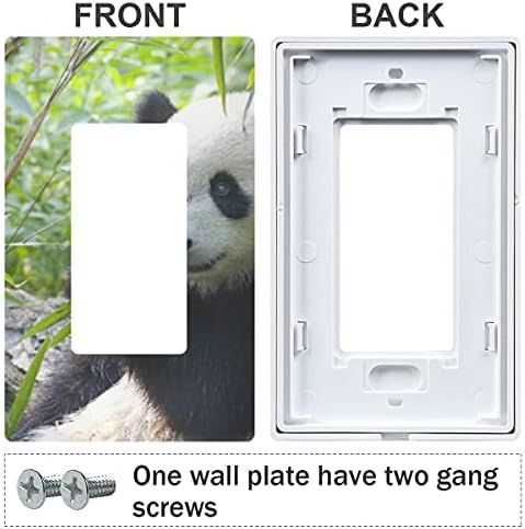 Yyzzh fofo panda urso animal bambu floresta floresta floresta dupla gangue rocker switch placa 4.7 x 4,6 tomada de parede de lâmpada decoração de placa de parede tampa de parede tampa