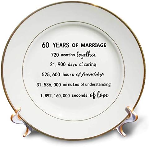 3drose 60 anos de casamento 60º aniversário de casamento em meses horas horas - placa de porcelana, 8 polegadas,