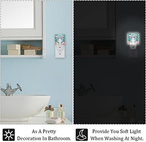 Bunny Bunny LED Night Light, Kids Nightlights for Bedroom Plug in Wall Night Lamp Brilho ajustável para escadas do quarto Decoração do quarto do bebê do corredor