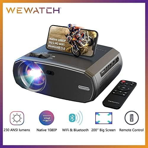 Wewatch v50 portátil 5G WiFi Projector Mini Smart Real Real 1080p Full HD Movie Proyector 200 '' LED de tela grande Bluetooth Projetores Black V50 US Plug
