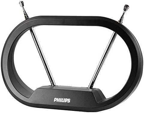 Philips Modern Loop Rabbit Ears Antena de TV interna, dipolos extensíveis de 15 polegadas, 4K 1080p VHF UHF,