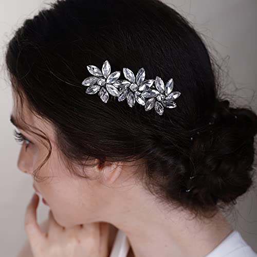 Pente de cabelo de flor de cristal beryuan para mulheres meninas cristais de cabelo pente de casamento