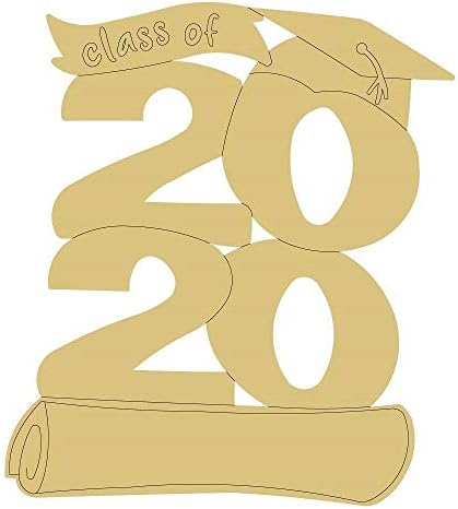 Graduação 2020 Design por linhas recortes de madeira inacabada Cap e vestido College MDF Shape Canvas