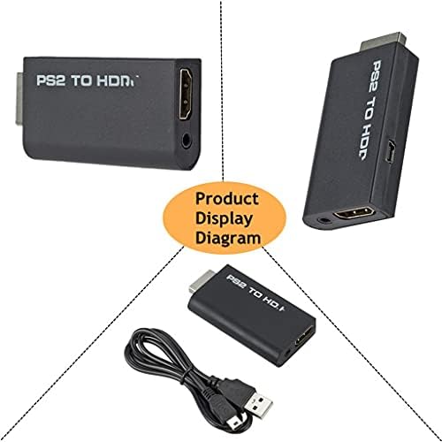 ZYZMH PS2 portátil para HDMI 480i/480p/576i Conversor de vídeo de áudio com suporte de 3,5 mm Todos os modos de exibição