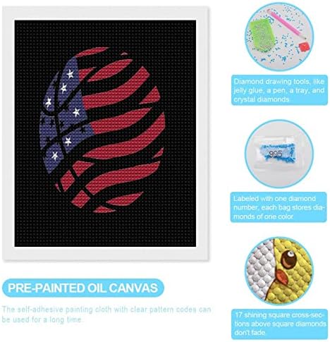 American Flag Baseketball Kits de pintura de diamantes personalizados Postam arte de arte por números para decoração