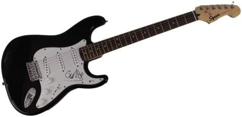 Chris Martin assinou autógrafo em tamanho grande Black Fender Stratocaster Guitar Bis com Autenticação