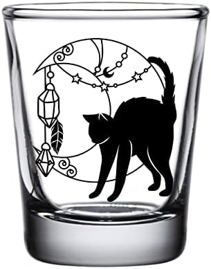 Brindle Southern Farms Cats, cristais e vidro da lua Conjunto de 4: Gatos de gatos gravados Decoração