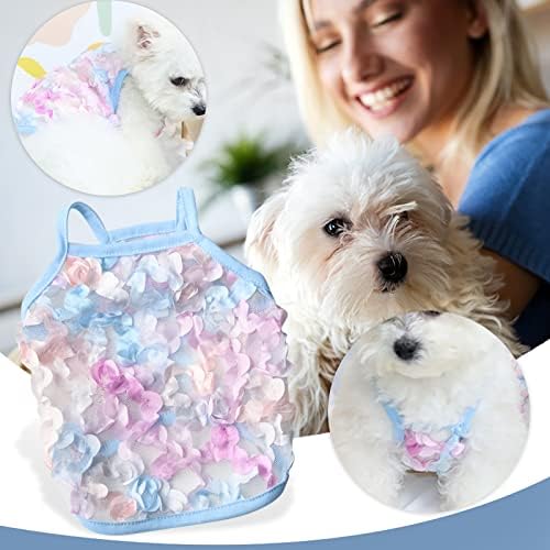 Honprad Pet Roupos para gatos para uma garota estampa de estampa de petal sling camisa de verão respirável Camisa de algodão sem mangas Camisa de cachorro confortável
