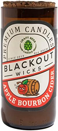 Blackout Wicks Scent Craft Beer Candles Apple Bourbon Cider 8 oz | Vela de cera de soja natural | Grande