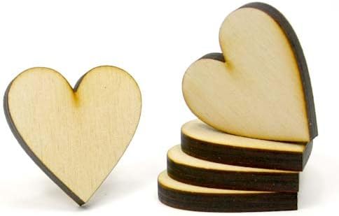 MyLittlewoodshop - PKG de 6 - coração - 1-1/4 polegadas por 1-1/4 polegadas e 1/4 de polegada de madeira inacabada