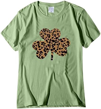Camisa do dia de St. Patrick para mulheres gnomos tshirts Crewneck Leopard camisetas de manga curta
