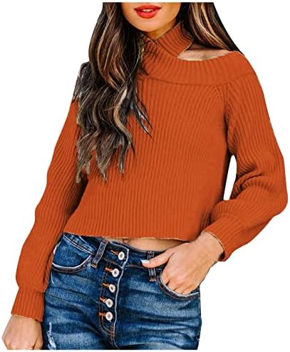 Camisolas para mulheres sexy fora do ombro de cor pura cultivam uma moralidade tricotando um suéter