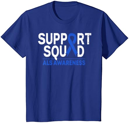 Apoiar o Esquadrão ALS A conscientização do mês azul Ribbon Support Team T-Shirt