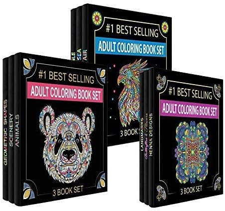 Pacote de livros para colorir adultos para colorir estúdios de forma criativa - todos os 3 sets, 3 livros