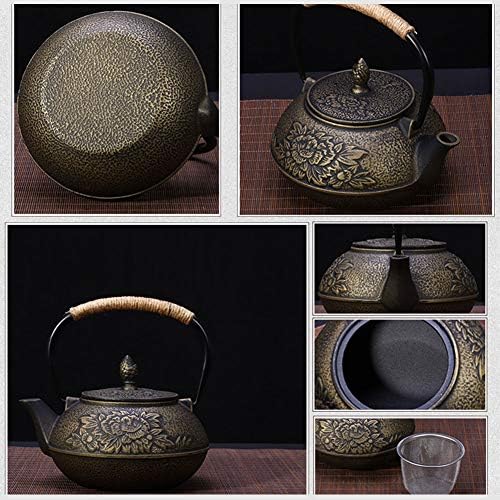 Guangming - Kettle de chá japonês BEAPOT Conjunto de bule de chá de ferro fundido Conjunto chinês com filtro de aço inoxidável 30oz/0,9L, ameixa
