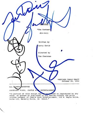 Jason Alexander, Jerry Seinfeld, Larry David, Julia Louis -Dreyfus elenco assinou o autógrafo Seinfeld The