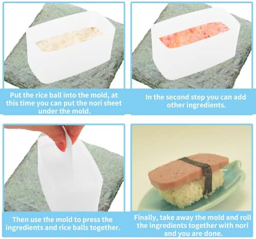 Vonty 5pcs Onigiri Mold Press Maker com dois arroz Paddle, Musubi Maker Press Kit Non Stick Sushi Fazendo