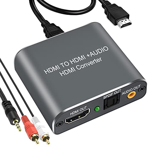 Extrator de áudio HDMI 4K, HDIWOUSP HDMI TO HDMI AUDIO ÓPTICO DE AUDIONAÇÃO Jack de 3,5 mm, conversor de