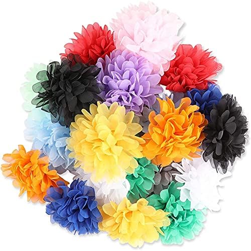 Flores artificiais de tecido de chiffon para artesanato diy, bandanas de flores de menina, 12 cores