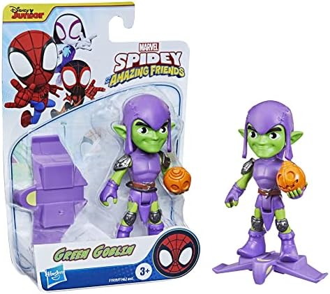 Spidey e seus amigos incríveis Marvel Green Goblin Hero, figura de ação em escala de 4 polegadas, inclui