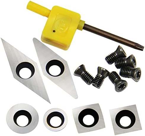 Inserções de cortador de carboneto de 6pcs Conjunto para ferramentas de torneamento de madeira,