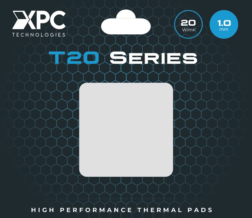 XPC de alto desempenho de 20w/mk Série T20 T20, 100 x 100 mm, branca, 0,5 mm a 3,5 mm de espessura, não