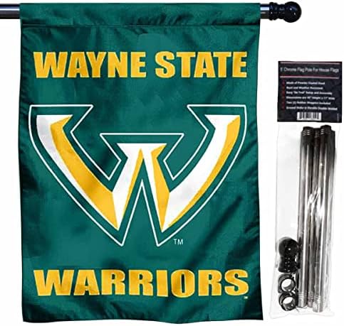 Bandeira da faixa da Banner da Universidade Estadual de Wayne com o conjunto de poste de bandeira